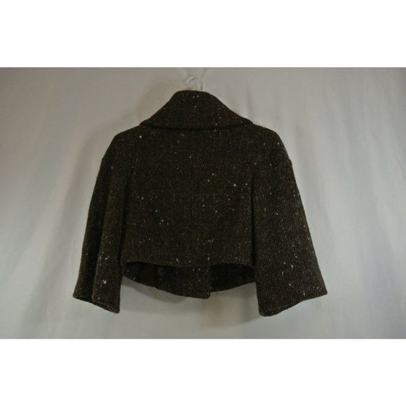 United Colors of Benetton Shrug Bolero Coat Tweed Cropped Brown Size 38 Ladies - Picture 11 of 12